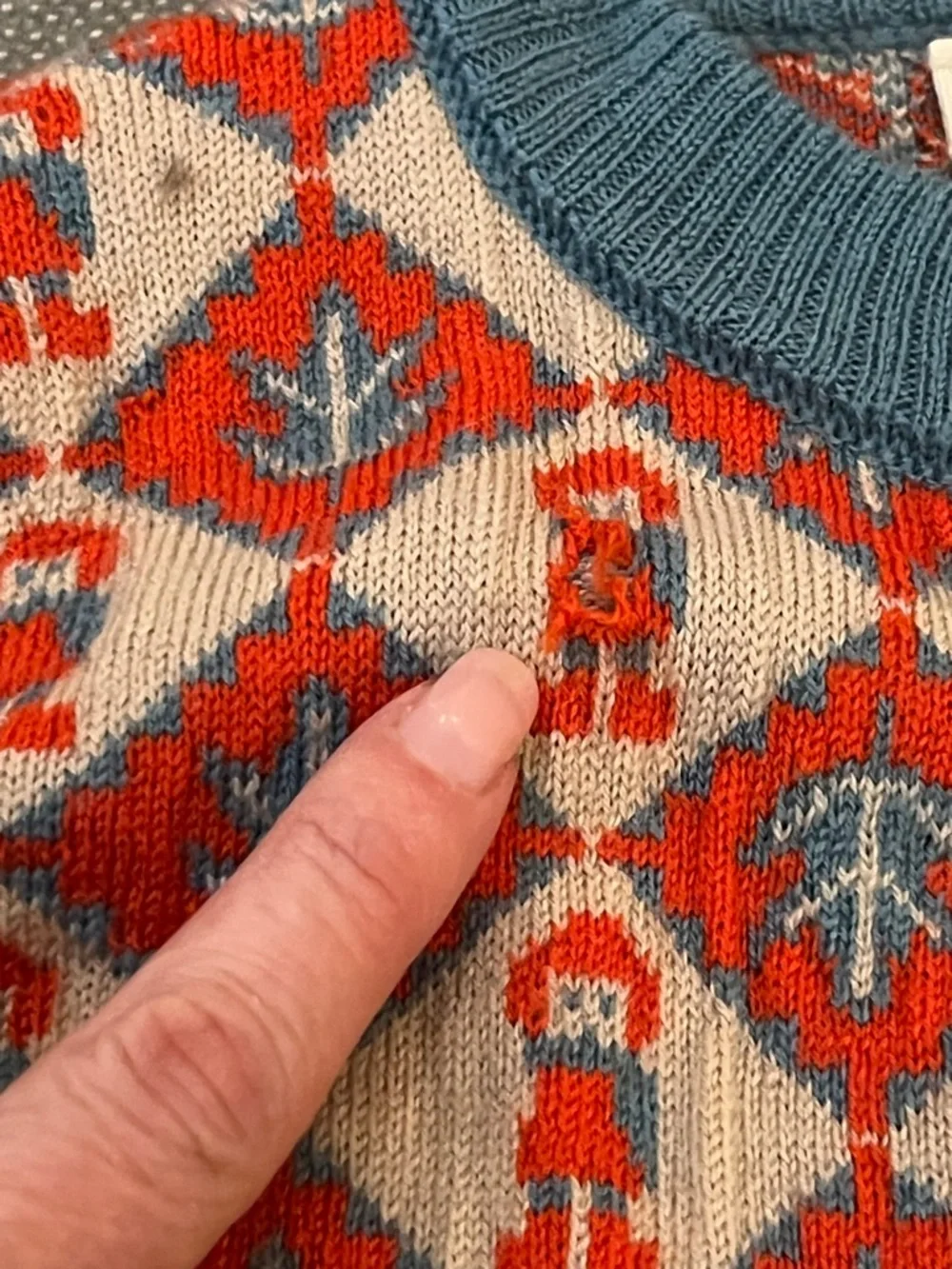 Misha And Puff Red and Blue Patterned Knit Cardigan - Picture 4 of 6